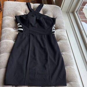 Speechless Black Mini Dress with Silver Accents